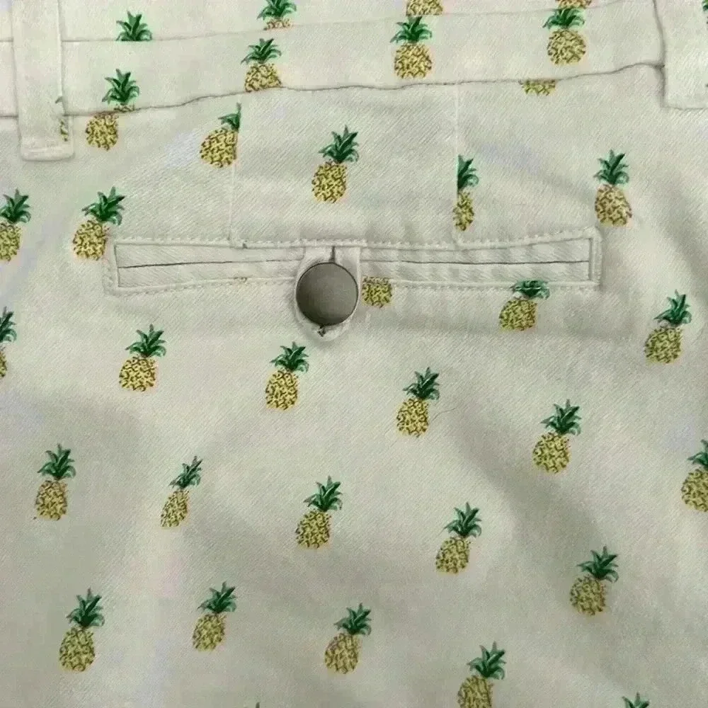Blue Rain Pineapple Print Summer Sprint Shorts (11) - Picture 4 of 11